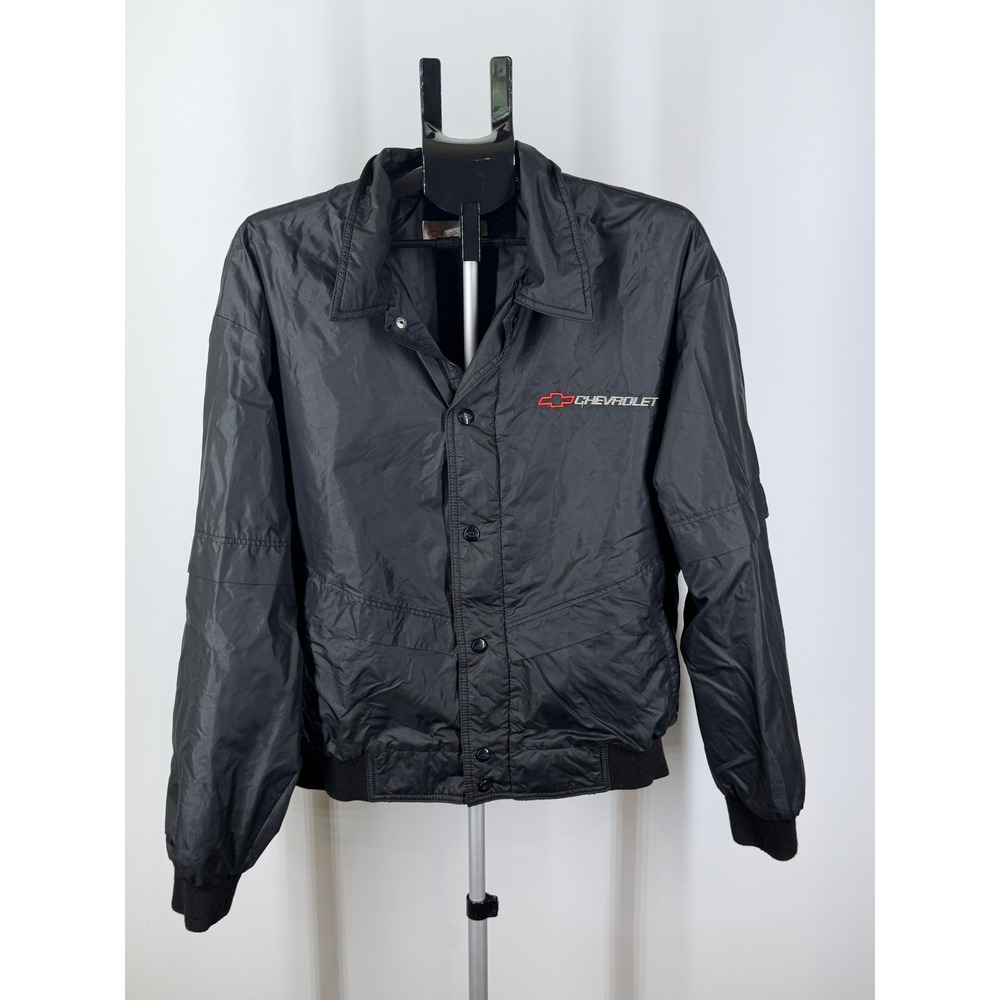 Vintage 1988 Chevrolet Heartbeat of America Nylon Windbreaker Jacket Black Large